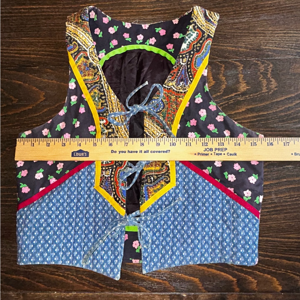 Vintage 70s Hippie Patchwork Vest and Maxi Skirt Set Waist 24 The French Clique - Picture 13 of 16
